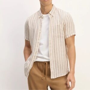 Everlane Men's Casual Beige‎ Striped Shirt
